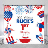 Aperturee - Red White Blue Celebrate Custom 1st Birthday Backdrop